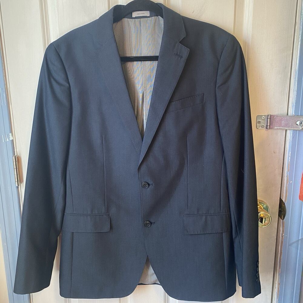 J.Ferrar Blazer SportCoat Suit Jacket Men 42L SlimFit Gray 2Button Career Formal